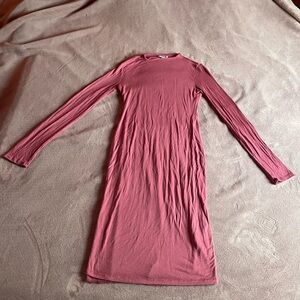 Fashion Nova Dusty Rose Long Sleeve Dress